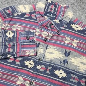 American Eagle Mens Aztec Southwestern Native Button Down Flannel Shirt Medium